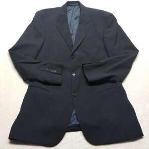 Hugo Boss 40R Blazer Jacket Super 100s Wool Black Twill Made in USA 3 Button